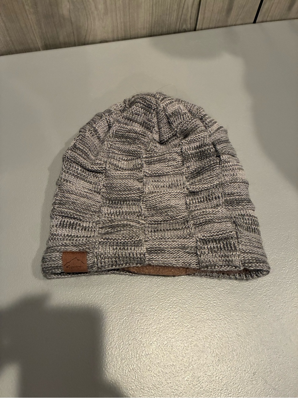 Men's Gray Knit Beanie Hat
